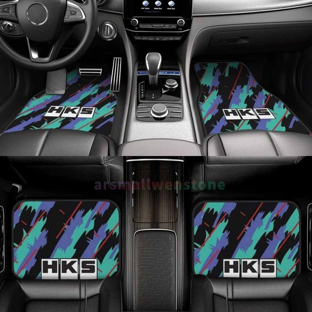 HKS Retro Pattern 4PCS Crystal Velvet Women'S Car Floor Mat, anti Fouling Car Floor Mat Car Interior Accessories