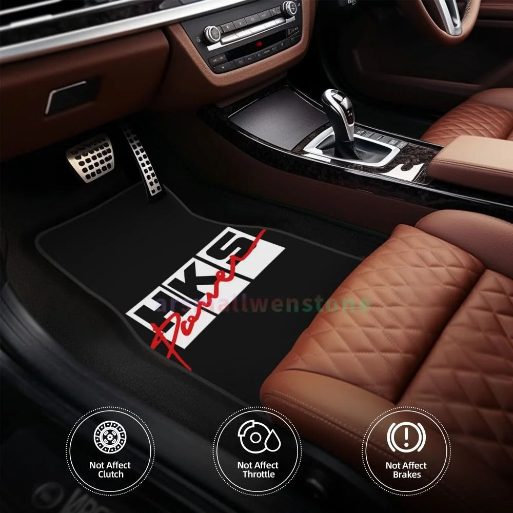 HKS Retro Pattern 4PCS Crystal Velvet Women'S Car Floor Mat, anti Fouling Car Floor Mat Car Interior Accessories
