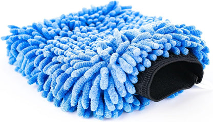 - Premium Chenille Microfiber Knobby Wash Mitts - Perfect for Car Washing and Detailing; Scratch-Free, Lint-Free, Double-Sided, Plush, and Absorbent; Blue (2-Pack)