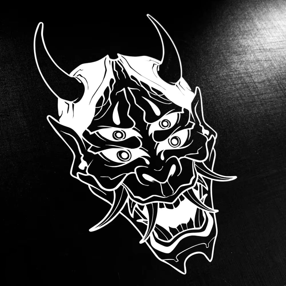 Hannya Mask Japanese Car Decal Sticker JDM Skull Vinyl Stickers for Auto Window Door Windshield Waterproof Decor Accessories
