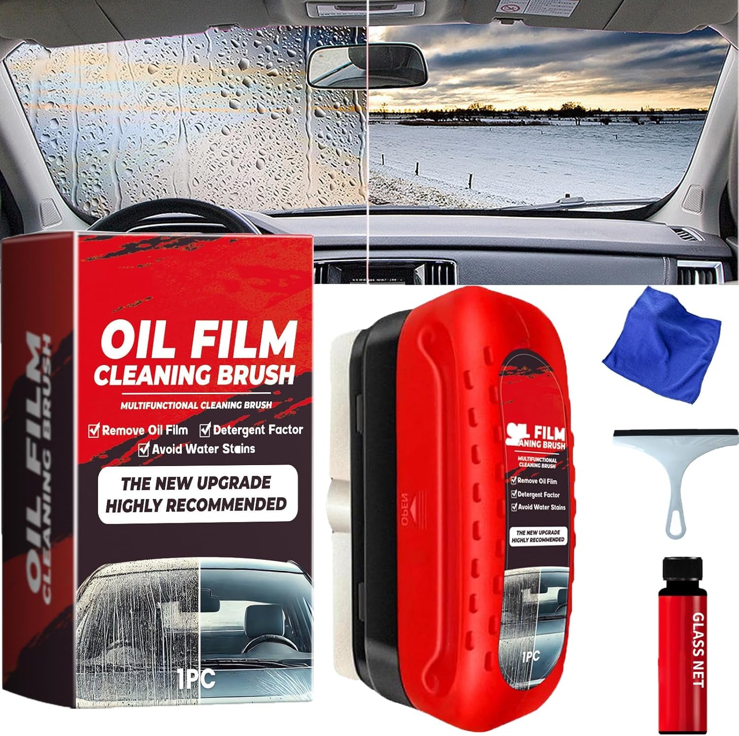 Windshield Cleaner, Cleardrive Windshield Cleaner, Clear Drive Windshield Cleaner, Window Cleaner, Oil Film Cleaning Brush for Car Windows (1Pcs)