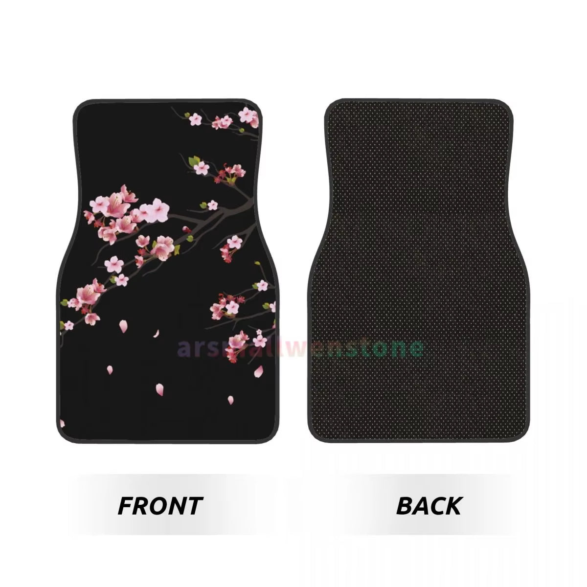 Japanese Sakura Branch 4PCS Crystal Velvet Women'S Car Floor Mat, anti Fouling Car Floor Mat Car Interior Accessories