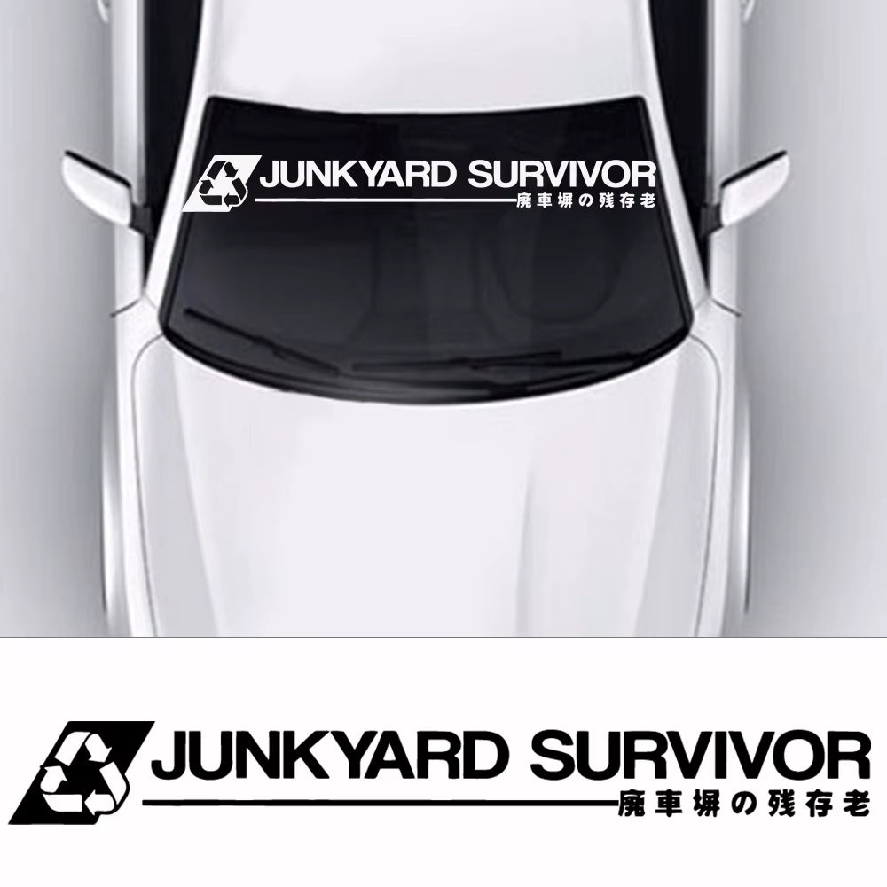 Art Design Junkyard Survivor Windshield Car Decal Waterproof Vinyl Crazy Cat Car Sticker Accessories for Mazda Cruze Peugeot
