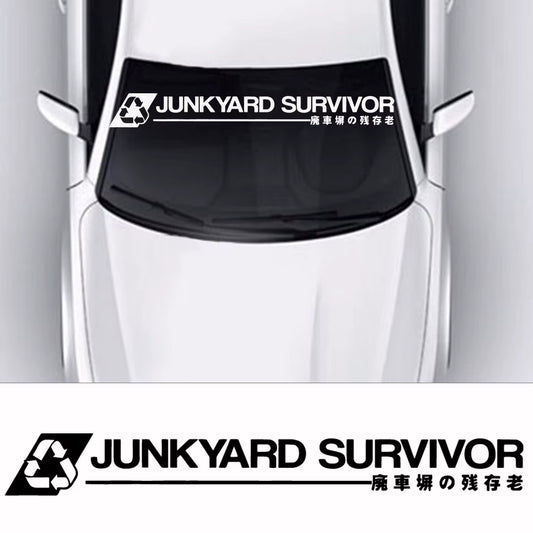 Art Design Junkyard Survivor Windshield Car Decal Waterproof Vinyl Crazy Cat Car Sticker Accessories for Mazda Cruze Peugeot