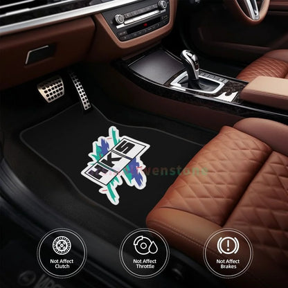HKS Retro Pattern 4PCS Crystal Velvet Women'S Car Floor Mat, anti Fouling Car Floor Mat Car Interior Accessories