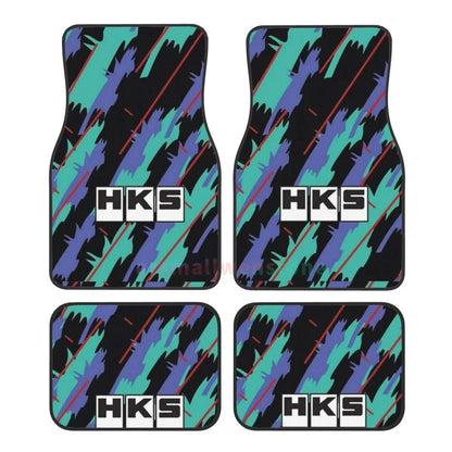HKS Retro Pattern 4PCS Crystal Velvet Women'S Car Floor Mat, anti Fouling Car Floor Mat Car Interior Accessories