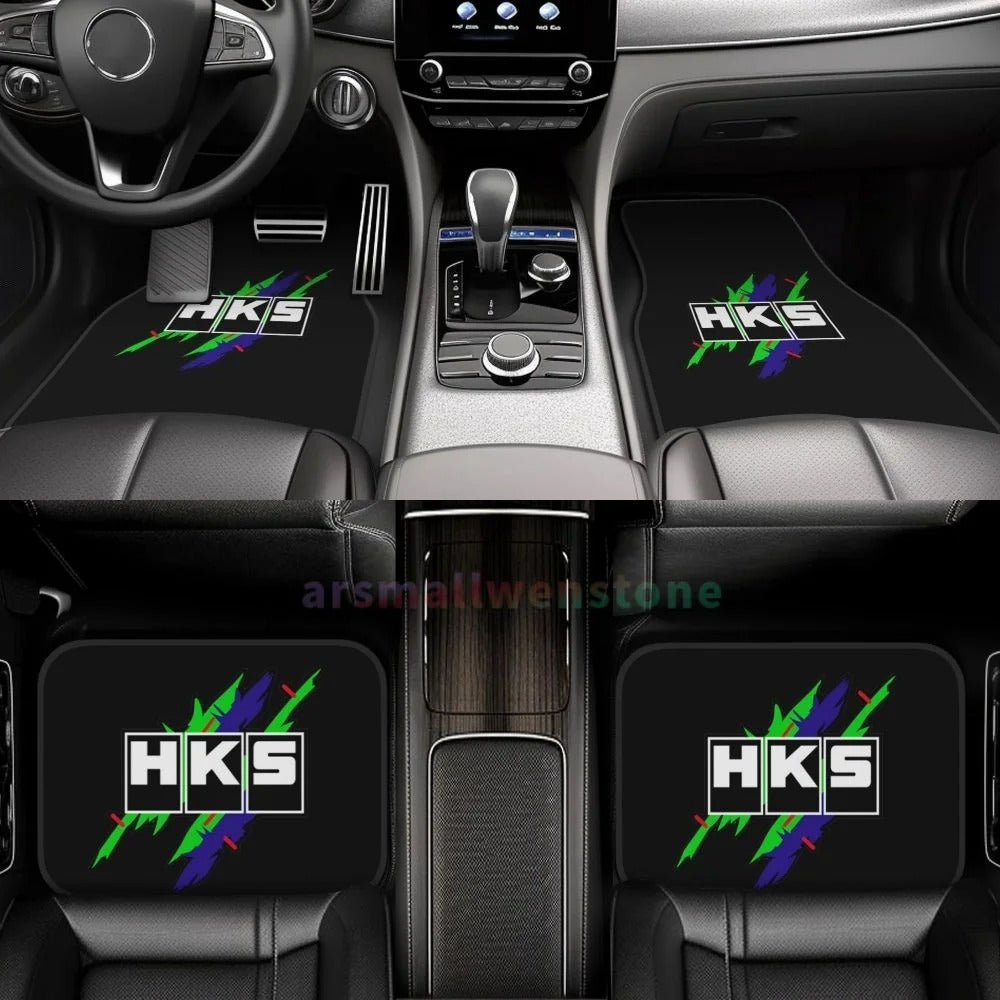 HKS Retro Pattern 4PCS Crystal Velvet Women'S Car Floor Mat, anti Fouling Car Floor Mat Car Interior Accessories
