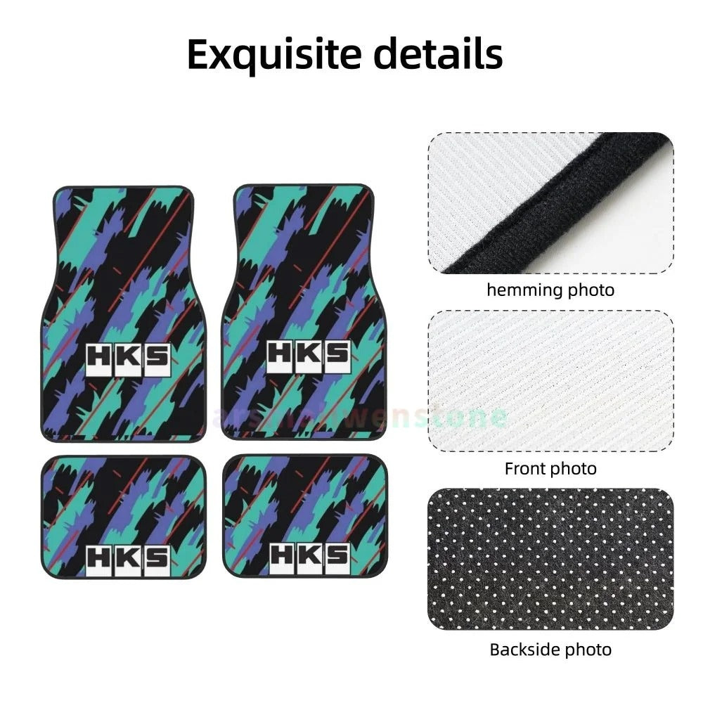 HKS Retro Pattern 4PCS Crystal Velvet Women'S Car Floor Mat, anti Fouling Car Floor Mat Car Interior Accessories