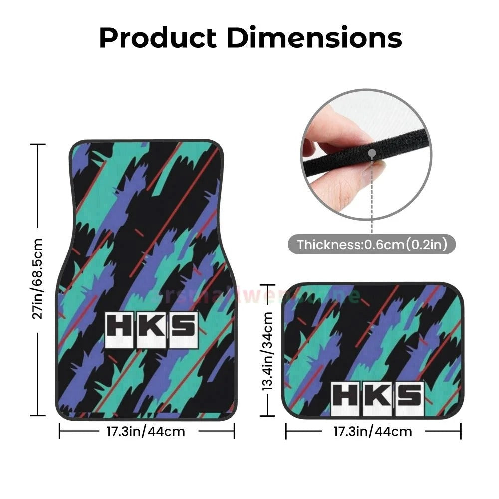 HKS Retro Pattern 4PCS Crystal Velvet Women'S Car Floor Mat, anti Fouling Car Floor Mat Car Interior Accessories