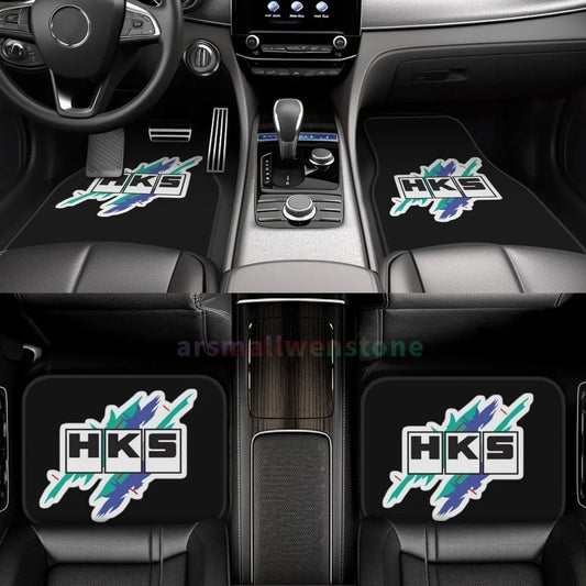HKS Retro Pattern 4PCS Crystal Velvet Women'S Car Floor Mat, anti Fouling Car Floor Mat Car Interior Accessories