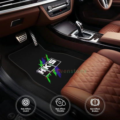 HKS Retro Pattern 4PCS Crystal Velvet Women'S Car Floor Mat, anti Fouling Car Floor Mat Car Interior Accessories