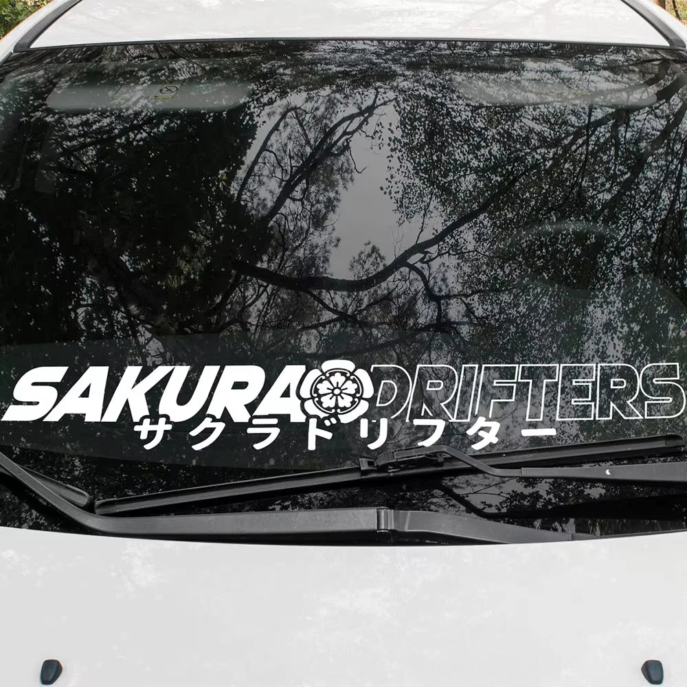 Sakura Drifters for Car Sticker Decoration Front Windshield Drift Style External Accessories JDM Stickers Waterproof Vinyl Decal