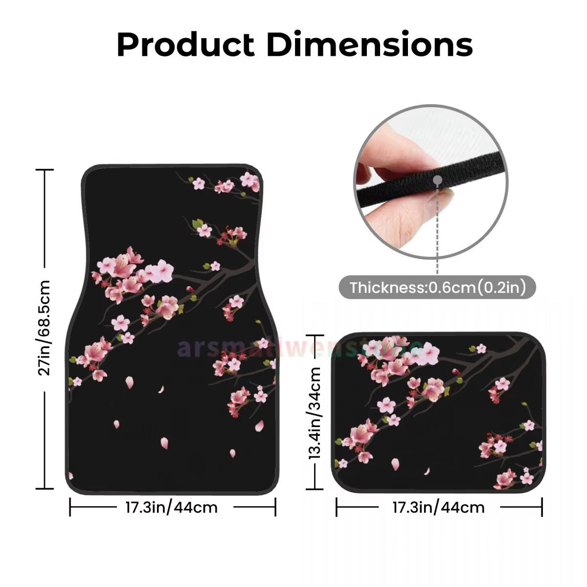 Japanese Sakura Branch 4PCS Crystal Velvet Women'S Car Floor Mat, anti Fouling Car Floor Mat Car Interior Accessories