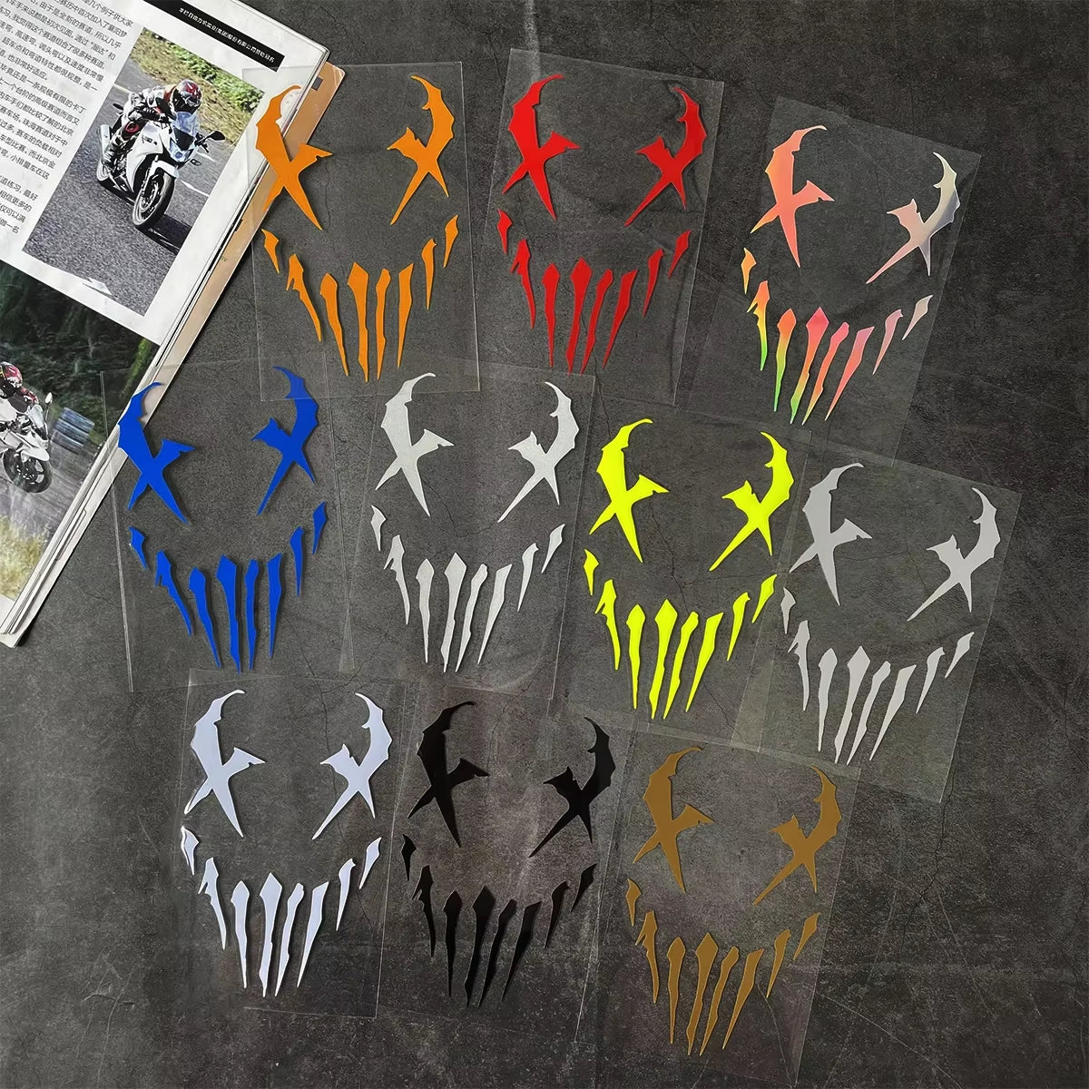 Devil Reflective Motorcycle Stickers Decor Moto Bike Scooter Car Body Front Windshield Helmet Rear Box Decal Accessories